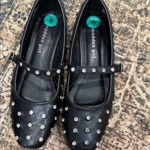 Madden Girl Black Studded Mary Jane Flats